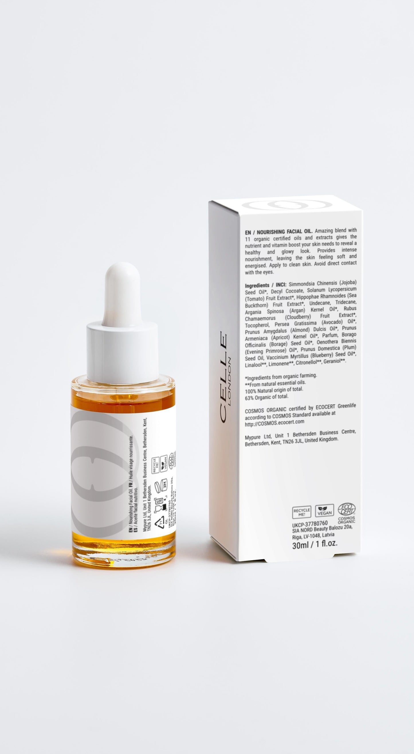 Celle Nourishing Facial Oil with Vitamin E - 30ml - Hydrating Oil for Dry Skin